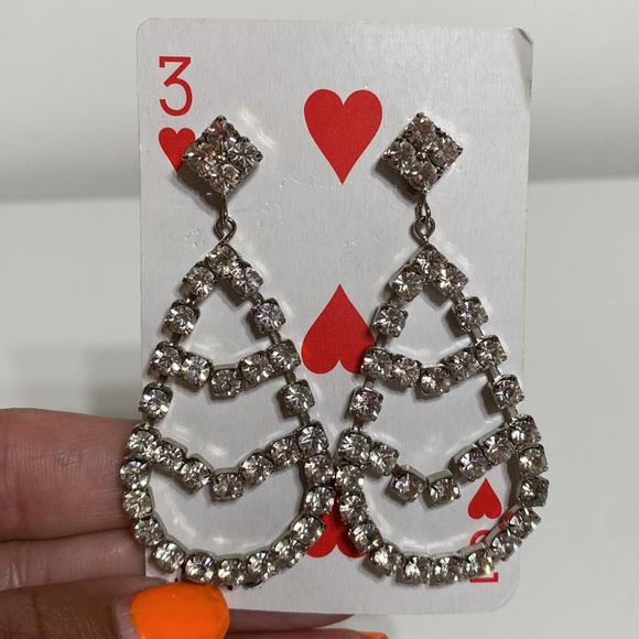 Vintage Jewelry - Vintage Rhinestone Estate Teardrop Earrings
